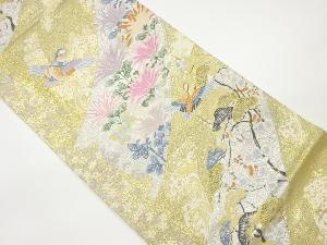 鳥・花・松梅模様織出し袋帯